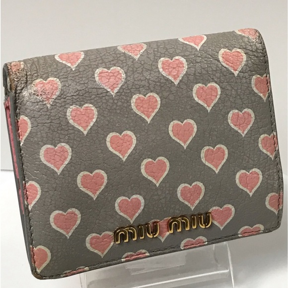 MIU MIU Heart Leather Bifold Compact Wallet π - Picture 12 of 17
